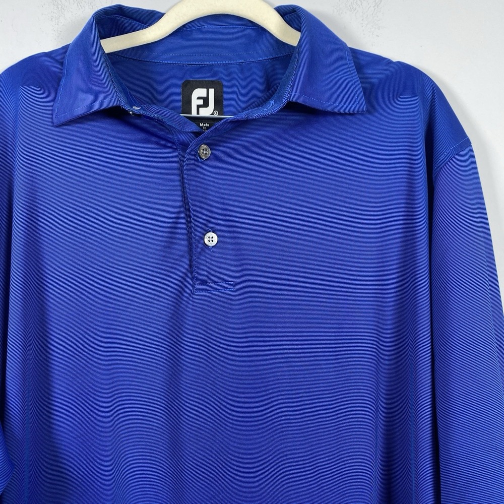 FootJoy Men's Royal Blue Performance Golf Polo Shirt Sz L FJ Stretch Logo Casual